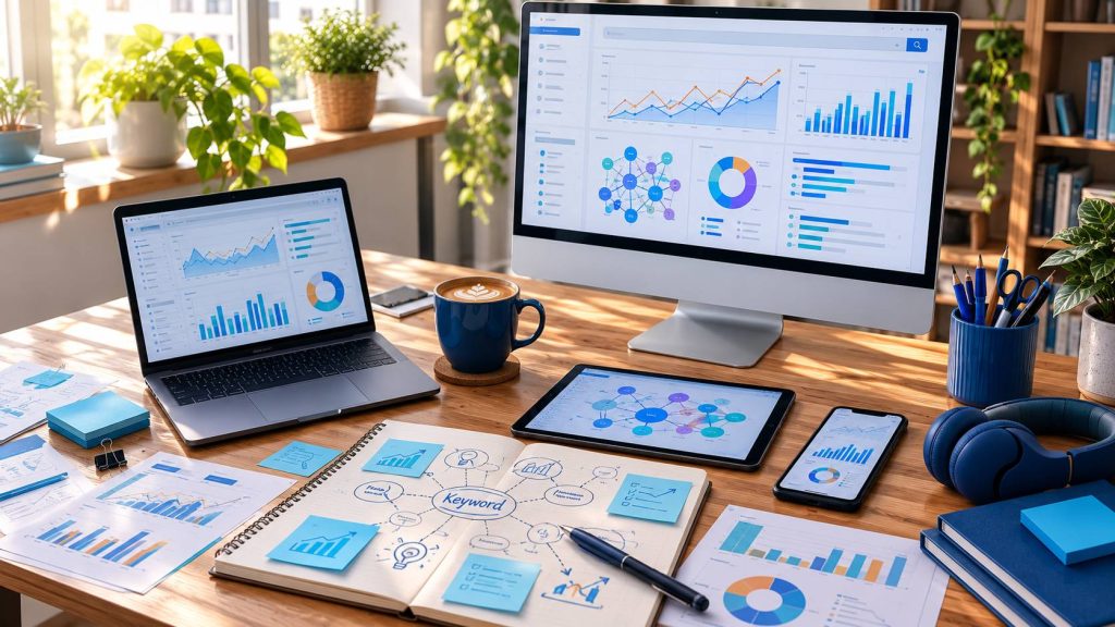 Google Keyword Planner dashboard for keyword research and search volume analysis